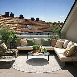 Rond vloerkleed - Indoor/Outdoor Arlo (gebroken wit)