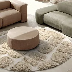 Rond vloerkleed - Otranto Natural Cotton Shaggy (gebroken wit)