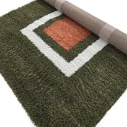 Hoogpolig vloerkleed - Alsace (groen/wit/oranje)