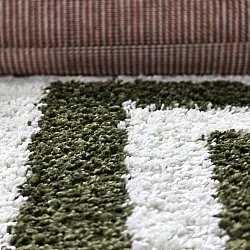 Hoogpolig vloerkleed - Imilchil (wit/groen)
