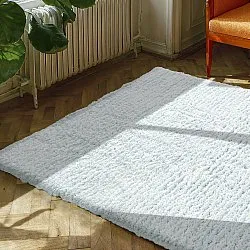 Hoogpolig vloerkleed - Aden (lichtblauw/wit)