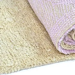 Hoogpolig vloerkleed - Amira Natural Cotton Shaggy (beige/paars)