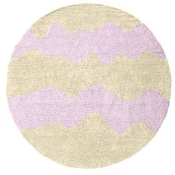 Rond vloerkleed - Amira Natural Cotton Shaggy (beige/paars)