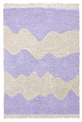 Hoogpolig vloerkleed - Amira Natural Cotton Shaggy (paars/beige)