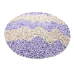 Rond vloerkleed - Amira Natural Cotton Shaggy (paars/beige)