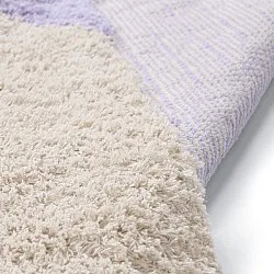 Hoogpolig vloerkleed - Amira Natural Cotton Shaggy (paars/beige)