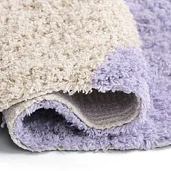 Hoogpolig vloerkleed - Amira Natural Cotton Shaggy (paars/beige)
