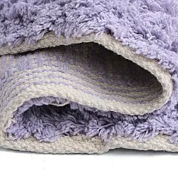 Rond vloerkleed - Amira Natural Cotton Shaggy (paars/beige)