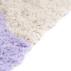 Hoogpolig vloerkleed - Amira Natural Cotton Shaggy (paars/beige)