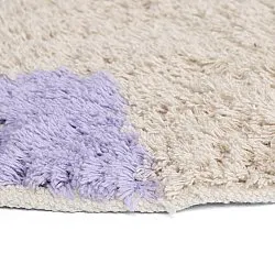 Rond vloerkleed - Amira Natural Cotton Shaggy (paars/beige)