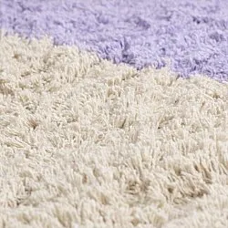 Hoogpolig vloerkleed - Amira Natural Cotton Shaggy (paars/beige)
