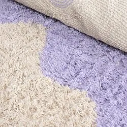 Rond vloerkleed - Amira Natural Cotton Shaggy (paars/beige)