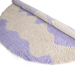 Rond vloerkleed - Amira Natural Cotton Shaggy (paars/beige)