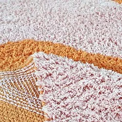 Hoogpolig vloerkleed - Amira Natural Cotton Shaggy (oranje/roze)