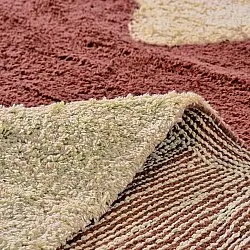 Rond vloerkleed - Amira Natural Cotton Shaggy (rood/beige)