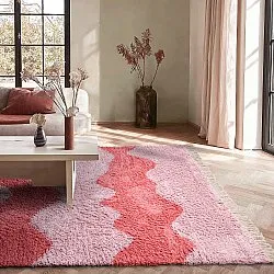 Hoogpolig vloerkleed - Amira Natural Cotton Shaggy (roze)