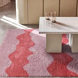 Hoogpolig vloerkleed - Amira Natural Cotton Shaggy (roze)