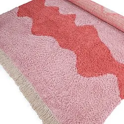 Hoogpolig vloerkleed - Amira Natural Cotton Shaggy (roze)