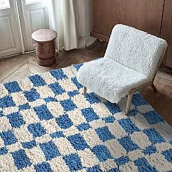 Hoogpolig vloerkleed - Atrani Natural Cotton Shaggy (blauw)