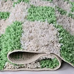 Hoogpolig vloerkleed - Atrani Natural Cotton Shaggy (groente)