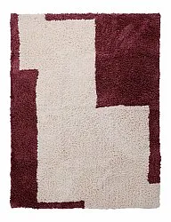 Hoogpolig vloerkleed - Begur Natural Cotton Shaggy (off-white/bordeaux)