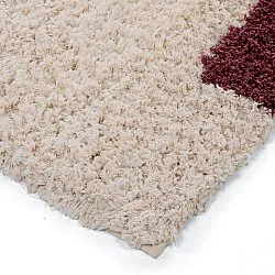 Hoogpolig vloerkleed - Begur Natural Cotton Shaggy (off-white/bordeaux)