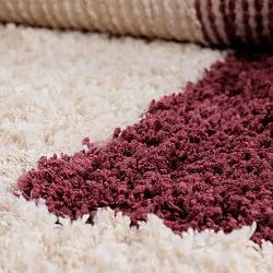 Hoogpolig vloerkleed - Begur Natural Cotton Shaggy (off-white/bordeaux)