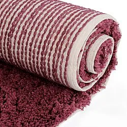 Hoogpolig vloerkleed - Begur Natural Cotton Shaggy (off-white/bordeaux)