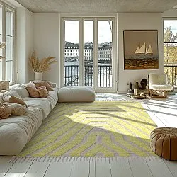 Hoogpolig vloerkleed - Callista Natural Cotton Shaggy (geel)