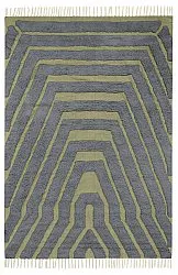 Hoogpolig vloerkleed - Callista Natural Cotton Shaggy (zwart/groen)
