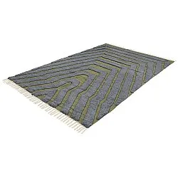 Hoogpolig vloerkleed - Callista Natural Cotton Shaggy (zwart/groen)