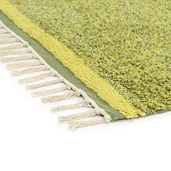 Hoogpolig vloerkleed - Celina Natural Cotton Shaggy (groen/geel)