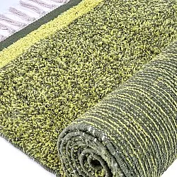 Hoogpolig vloerkleed - Celina Natural Cotton Shaggy (groen/geel)