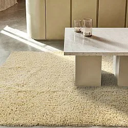 Hoogpolig vloerkleed - Combarro Solid Cotton Shaggy (lichtgeel)