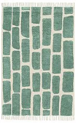Hoogpolig vloerkleed - Cyrus Natural Cotton Shaggy (groente)