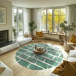 Rond vloerkleed - Cyrus Natural Cotton Shaggy (groente)