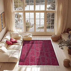 Hoogpolig vloerkleed - Cyrus Natural Cotton Shaggy (rood)