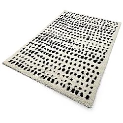 Hoogpolig vloerkleed - Dotty (zwart/wit)