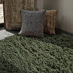 Hoogpolig vloerkleed - Fassale Hand Woven Wool Shaggy (mosgroen)