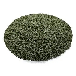 Rond vloerkleed - Fassale Hand Woven Wool Shaggy (mosgroen)