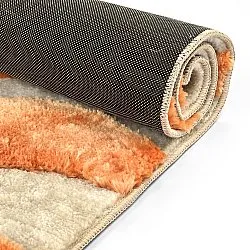 Hoogpolig vloerkleed - Fergana (crème/oranje)