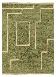 Hoogpolig vloerkleed - Kiberg Hand Woven Wool Shaggy (groente)