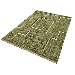 Hoogpolig vloerkleed - Kiberg Hand Woven Wool Shaggy (groente)
