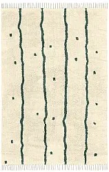 Hoogpolig vloerkleed - Leora Natural Cotton Shaggy (beige/groen)