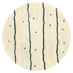Rond vloerkleed - Leora Natural Cotton Shaggy (beige/groen)