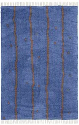 Hoogpolig vloerkleed - Leora Natural Cotton Shaggy (blauw/bruin)