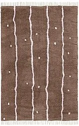 Hoogpolig vloerkleed - Leora Natural Cotton Shaggy (bruin/paars)