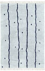 Hoogpolig vloerkleed - Leora Natural Cotton Shaggy (grijs/blauw)
