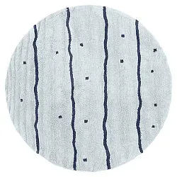 Rond vloerkleed - Leora Natural Cotton Shaggy (grijs/blauw)