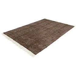 Hoogpolig vloerkleed - Leora Natural Cotton Shaggy (bruin/olijf)